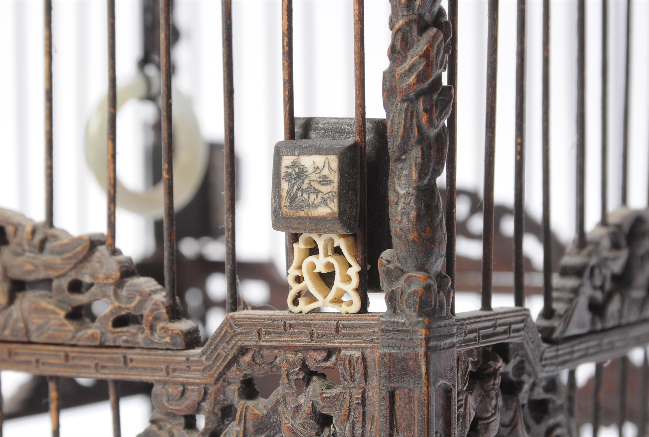 A Chinese square bamboo bird cage - Image 3 of 8