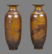 MIYABE ATSUYOSHI: A Fine Pair of Japanese Bronze Vases