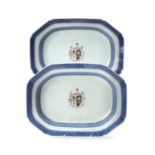 A pair of Chinese Armorial rectangular dishes