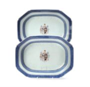 A pair of Chinese Armorial rectangular dishes