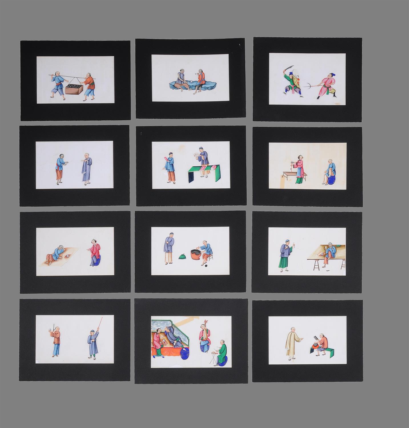A group of twenty-two framed Chinese export paintings and one print - Image 2 of 4