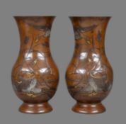 A Pair of Japanese Bronze Vases