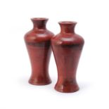 Two Peking faux-marbre glass vases