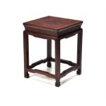 A Chinese hongmu and burlwood table-form stand