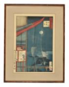 Kobayashi Kiyochika (1847-1915): A woodblock print in inks on paper from his series One Hundred View