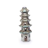 A Chinese stoneware model of a pagoda