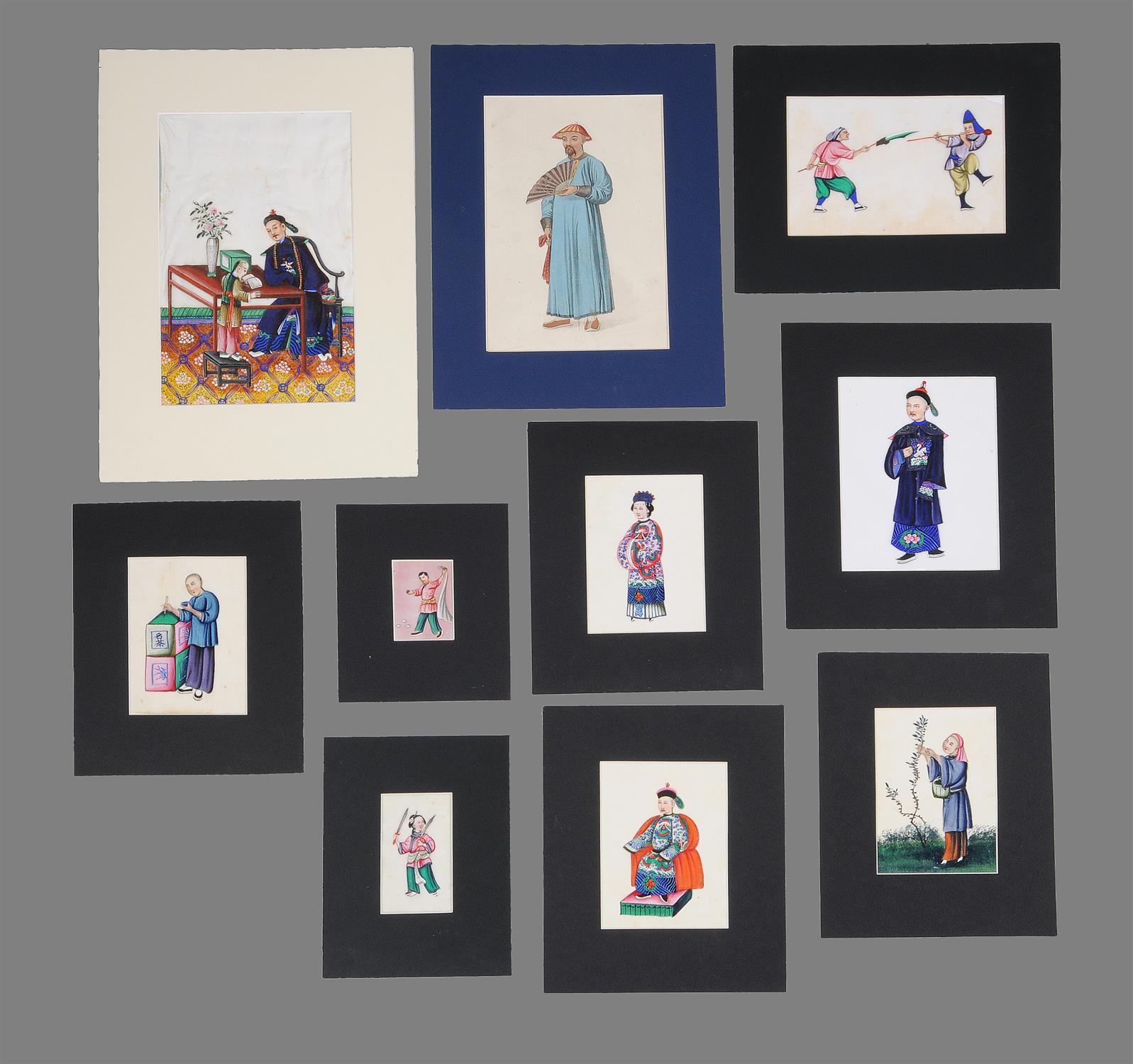 A group of twenty-two framed Chinese export paintings and one print - Image 3 of 4