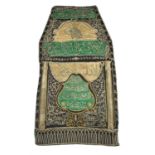 A silk and metal thread embroidered Curtain (kiswah) Ka'aba with an Ottoman Tughra