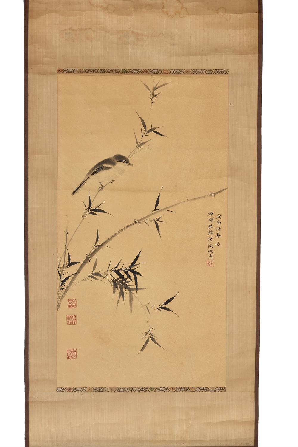 A group of five Chinese scroll paintings - Image 6 of 7