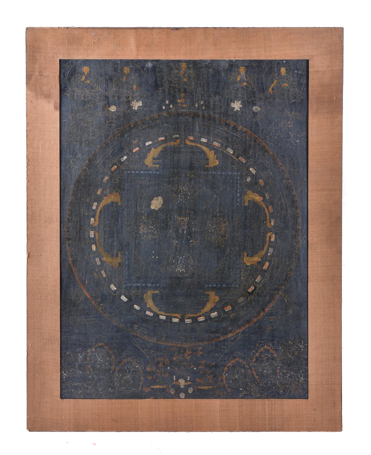 A black-ground Tibetan Thangka