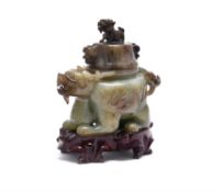 A Chinese celadon censer and cover