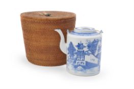 A Chinese blue and white teapot and cover