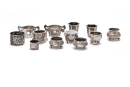 A selection of twelve Chinese export silver salts