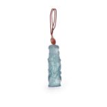 A Chinese aquamarine 'Bamboo' pendant