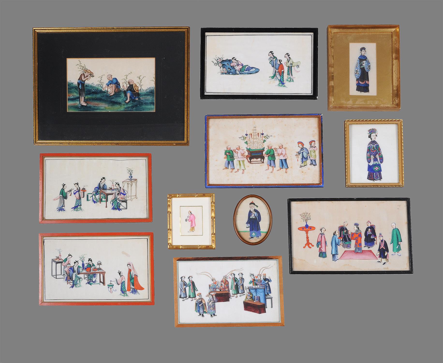 A group of nineteen Chinese export pith paper paintings