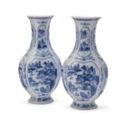 A pair of Chinese blue and white lobed vases