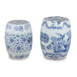 Two Chinese blue and white garden stools