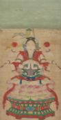 A Chinese painting of a seated buddha