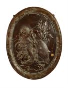A Large oval Japanese Bronze Plaque