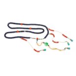 Three Chinese glass courts necklaces