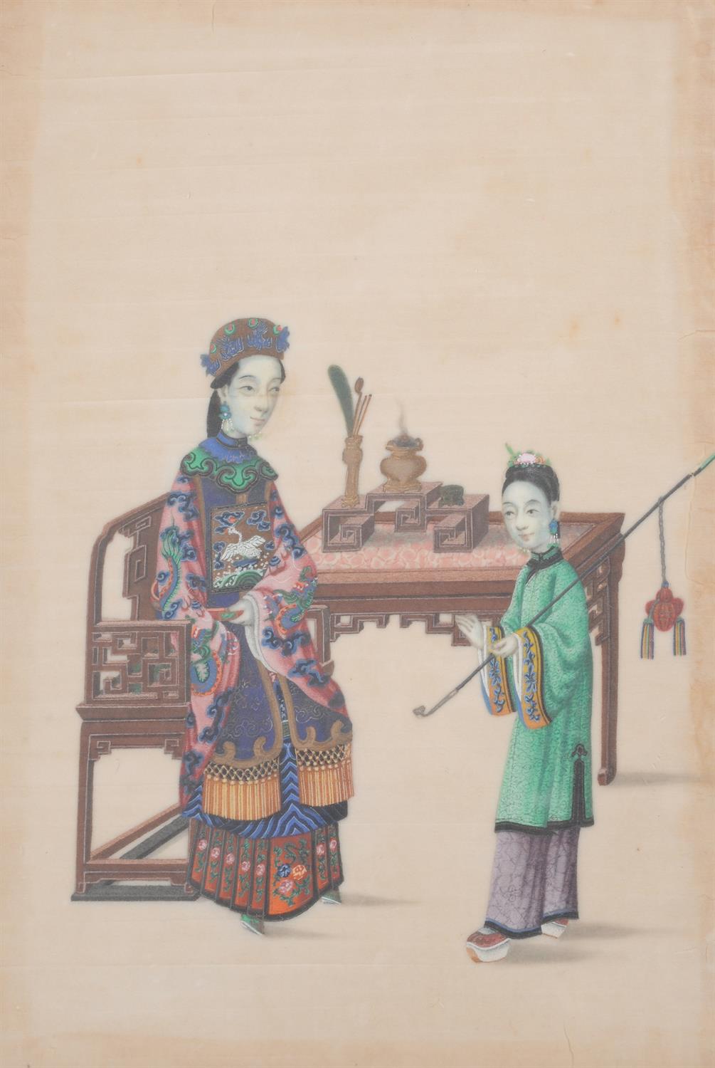 A group of approximately eighty-six Chinese export pith paper paintings and one bodhi leaf painting - Image 4 of 4