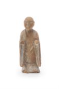 A Japanese Carved Pine Figure of a mendicant Buddhist Priest