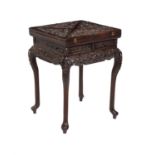 A Chinese hardwood envelope card table