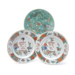 A pair of Chinese famille verte plates