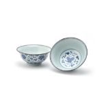 A pair of Chinese blue and white bowls