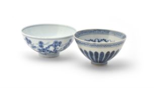 A Chinese blue and white 'Three Friends' bowl