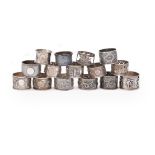 A collection of ten Chinese export silver napkin rings