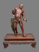 Miya-O Eisuke: A Large Parcel Gilt Bronze Figure of a Fisherman