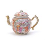 A large Chinese famille rose porcelain teapot and cover