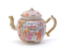 A large Chinese famille rose porcelain teapot and cover