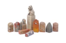 A group of nine assorted Chinese soapstone seals