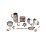 A collection of twelve Chinese export silver items