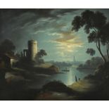 Manner of Sebastian Pether, Moonlit river landscape