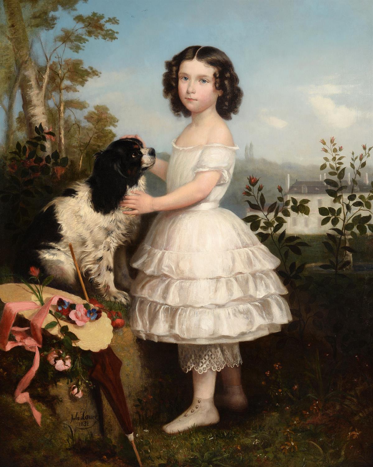 Jules (Jean-Francois-Hyacinthe) Laure (French 1806-1861), Girl with King Charles spaniel
