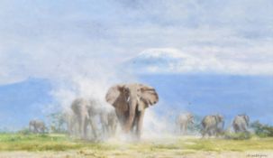 λ David Shepherd (British 1931-2017) , Elephants at Amboseli