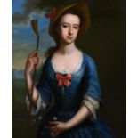 Follower of Joseph Highmore, Portrait of a lady as a shepherdess