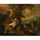 Italian School (late 17th century), Saint Anthony with the Christ child in extensive landscape