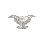 A large silver shaped oval pedestal basket by Edward Barnard & Sons