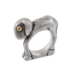 A 1940s silver lamb ring by Mosheh Oved