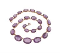 A mid Victorian amethyst rivière necklace