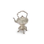 Y A Victorian silver spherical kettle on stand by Martin, Hall & Co.