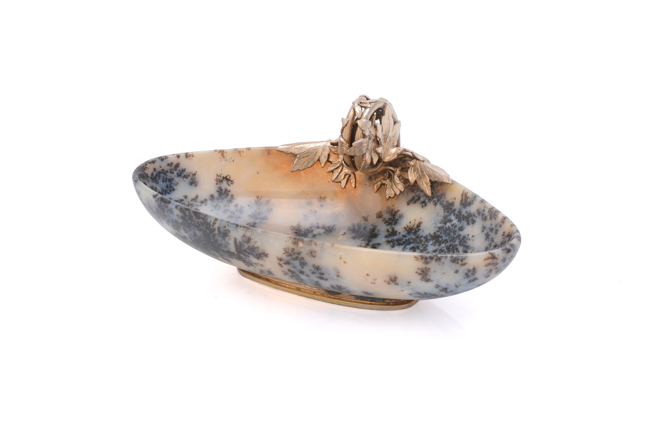 Boucheron, a silver gilt mounted moss agate triform bowl or vide poche by Frédéric Boucheron - Image 2 of 5