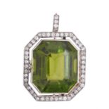 A mid 20th century diamond and peridot brooch/pendant