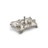 An early Victorian silver shaped oblong inkstand in Dutch taste by Edward