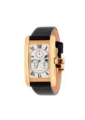 † Cartier, Tank Americaine, ref. 1730, an 18 carat gold wrist watch
