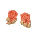 Y A pair of carved coral earrings